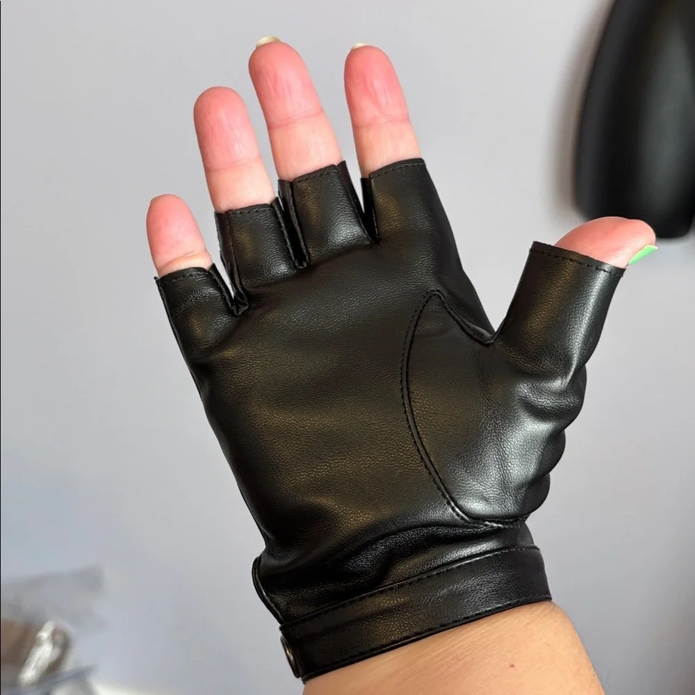 Kemimoto Faux Leather Black Fingerless Driving Gloves size S